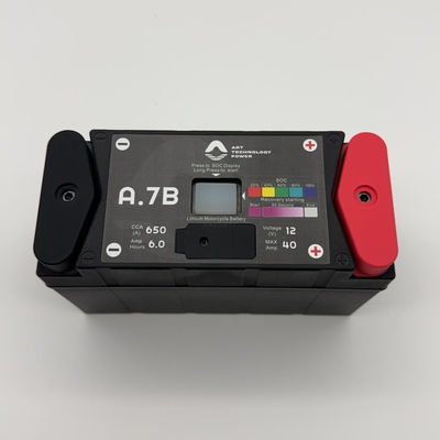 Zwarte LiFePO4 12V motorfietsstarterbatterij A7BS 650 Peak CCA