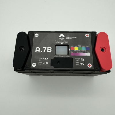 Zwarte LiFePO4 12V motorfietsstarterbatterij A7BS 650 Peak CCA