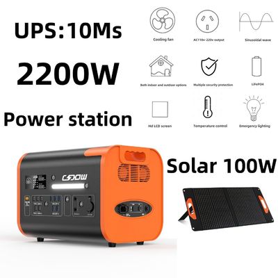 Oranje Zwarte 2000W zonne-energiegenerator met batterijopslag