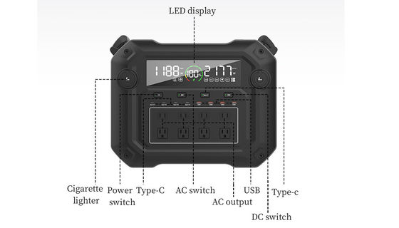 3600W zuivere sinusgolf draagbare elektriciteitscentrale LiFePO4 Zonne-energieopslag BMS batterijvoorziening