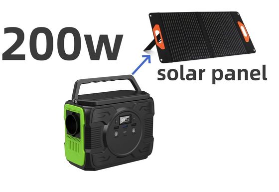 Buiten mobiele elektriciteitscentrale met 200W AC-uitgang Zonnepaneel opladen en LED-lampen