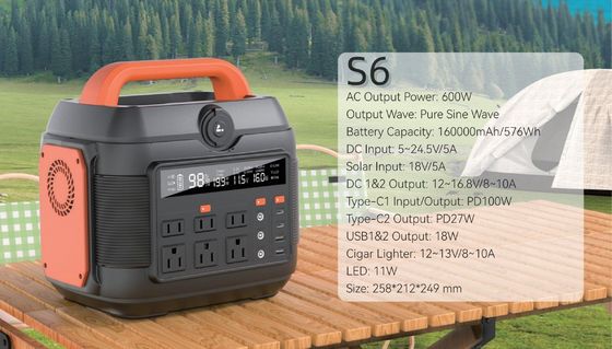 600W/576wh Noodstations voor buiten- en huishoudelijke stroomvoorziening