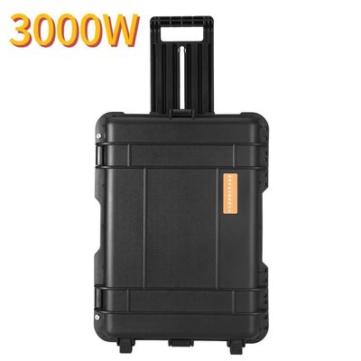 3000W Zwarte trekbalk Draagbare zonne-energiecentrale 2kw LiFePO4 Lithiumbatterij