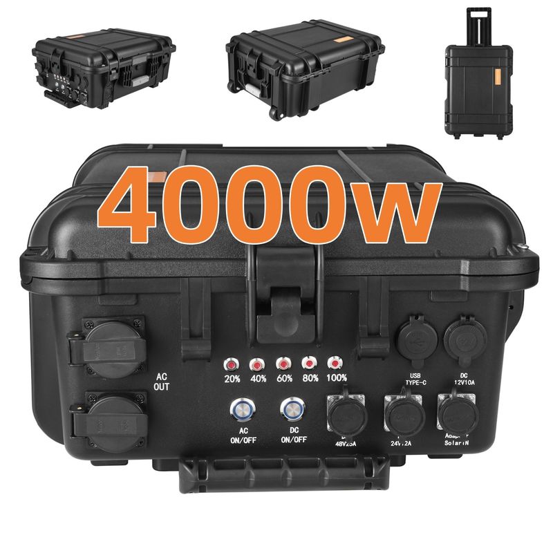 Draagbare zonne-energiecentrale 4000W Power Lithium Battery Pull Rod voor op maat gemaakte behoeften