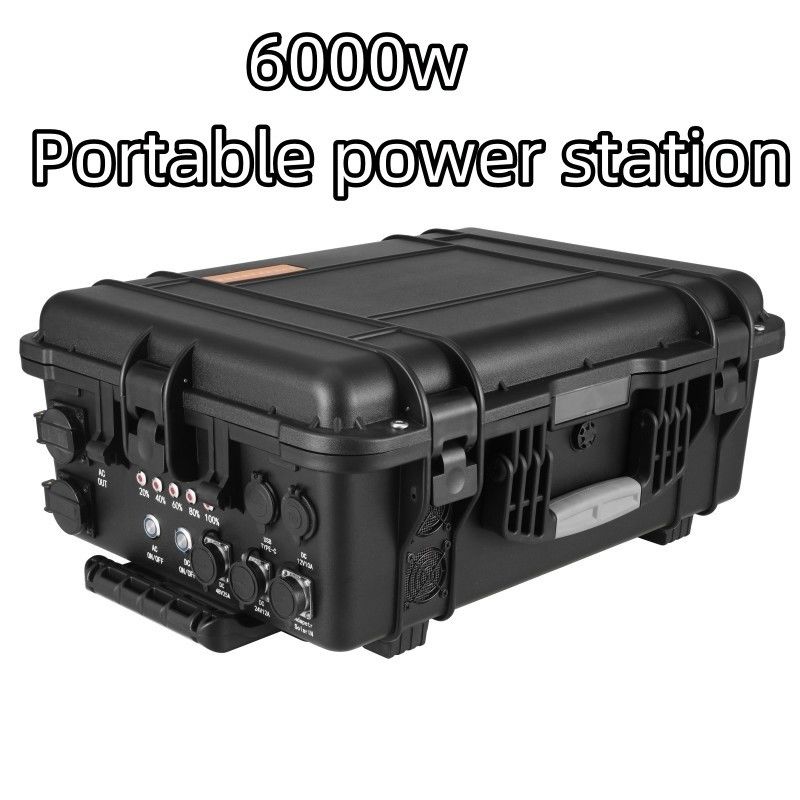 Draagbare zonne-energiegenerator met een grote capaciteit van 6000 W voor gezinnen en kampeerplaatsen