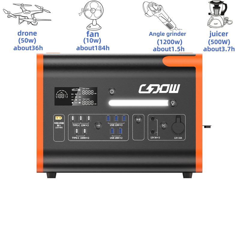 LiFePO4 Battery Camping/Home/Emergency Power Station 12.2000W Oplaadbare zonne-generator Draagbare mobiele voedingsbron