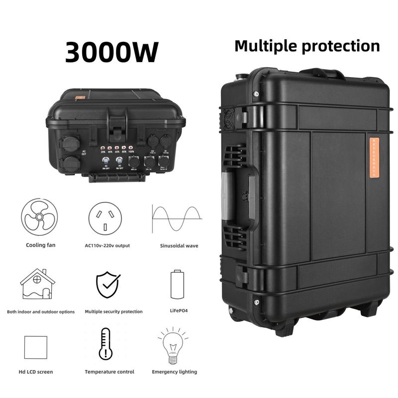 3000W LiFePO4 mobiele elektriciteitscentrale Draagbare energieopslag voor balkon en huishouden