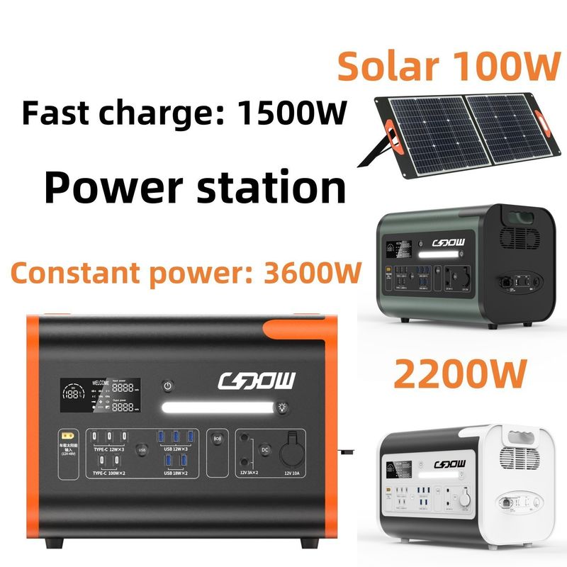 Draagbare zonne-energiecentrale 2000W Oplaadbare mobiele telefoonoplader AC-uitgang 220V voor outdoor noodgenerator RV