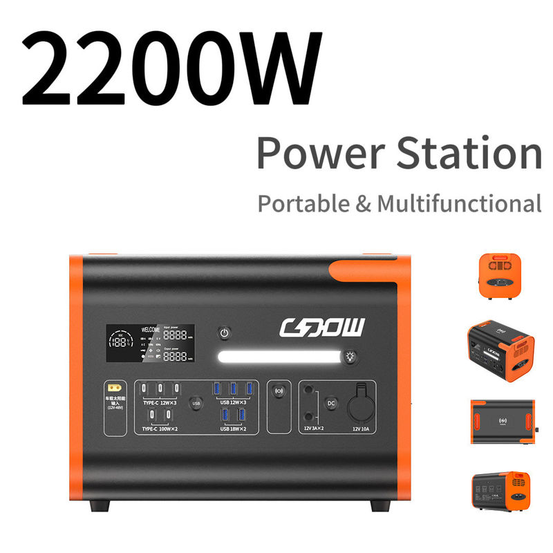 2200W draagbare back-upbatterij Zonne-energiecentrale voor buitensituaties