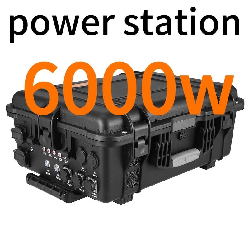 Zwart 6kw Power Station ABS Alloy Outdoor Draagbare stroomvoorziening voor Outdoor Adventures