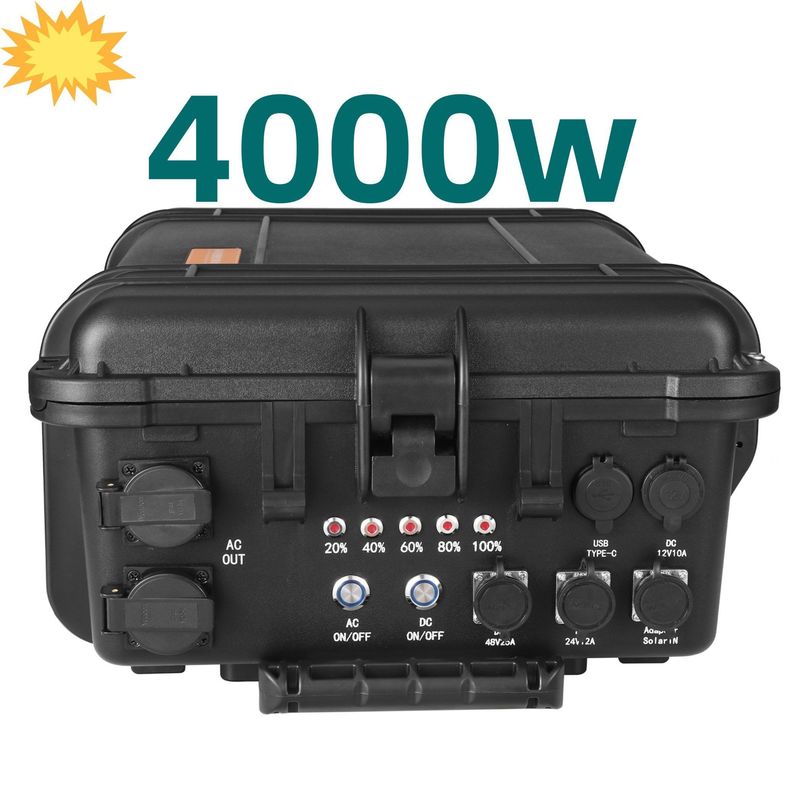 Draagbare elektriciteitscentrale van 4000 W met alle AC-uitgang en LiFePO4-lithiumbatterie