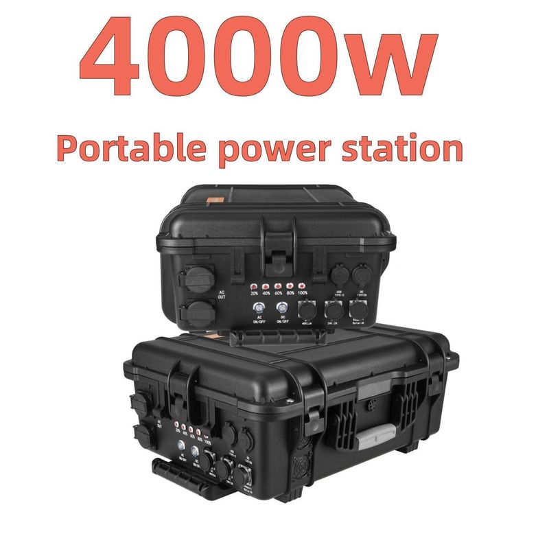 AC-adapter oplaadmodus Zwarte kleur 4000W zonne-energiegenerator voor noodstations