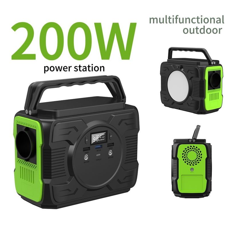 12V/3A Type C Input/Output 200W Camping Zonnecentrale met lithiumbatterie