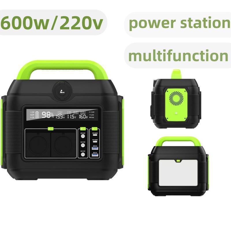 Un AC Socket 600W Oplaadbare verlichting Draagbare mobiele elektriciteitscentrale Zonne-generator