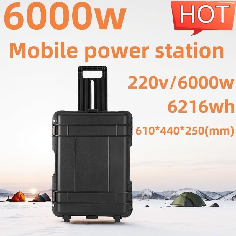 6000watt draagbare zonne-energie generator met ternarische lithiumbatterij en mobiele energiecentrale
