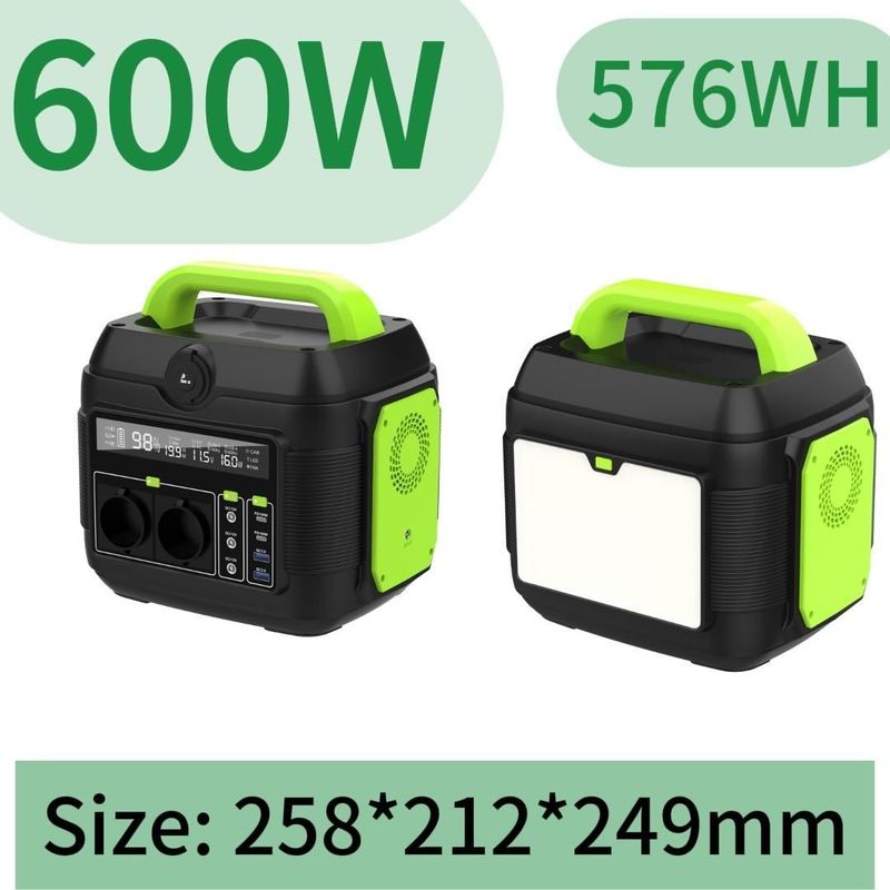 600W zonne-energiegenerator met LED-licht aanpasbare kleur Kortsluitingsbescherming