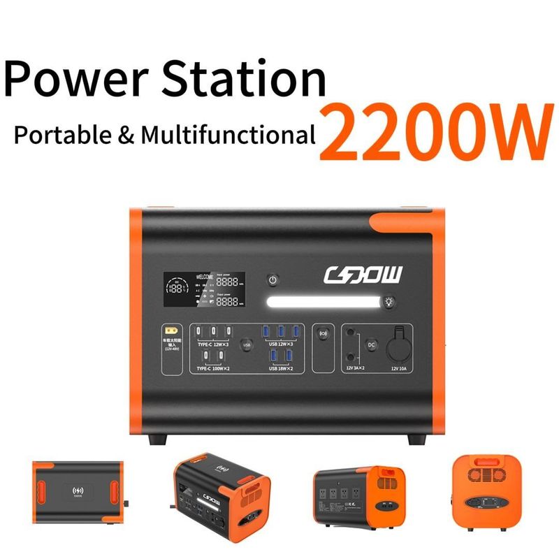 90 minuten oplaadtijd 2200W hoogvermogen zonne-energiegenerator voor mobiele elektriciteitscentrales