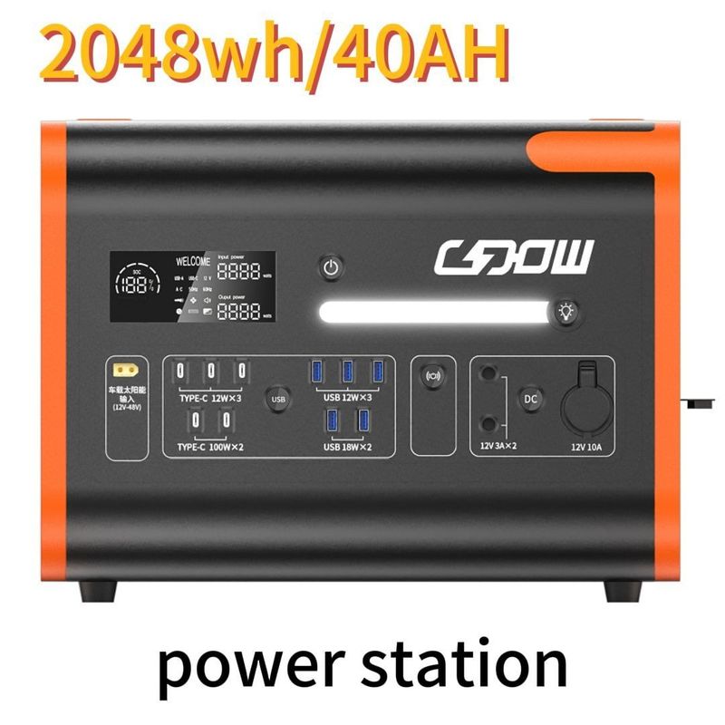 AC Pure Sine Wave 2200W/2048wh Draagbare elektriciteitscentrale voor een familiecampingreis in de buitenlucht
