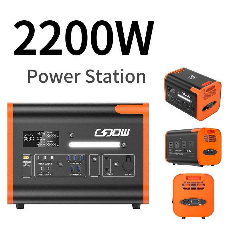 Draagbare back-upbatterij Zonne-energiecentrale voor noodcamping 2200W 2000W 2500W