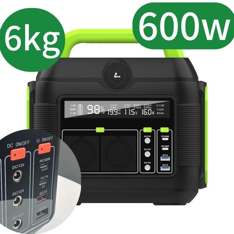Draagbaar opslagsysteem met uitneembare batterij en 110V/220V wisselstroomcentrale