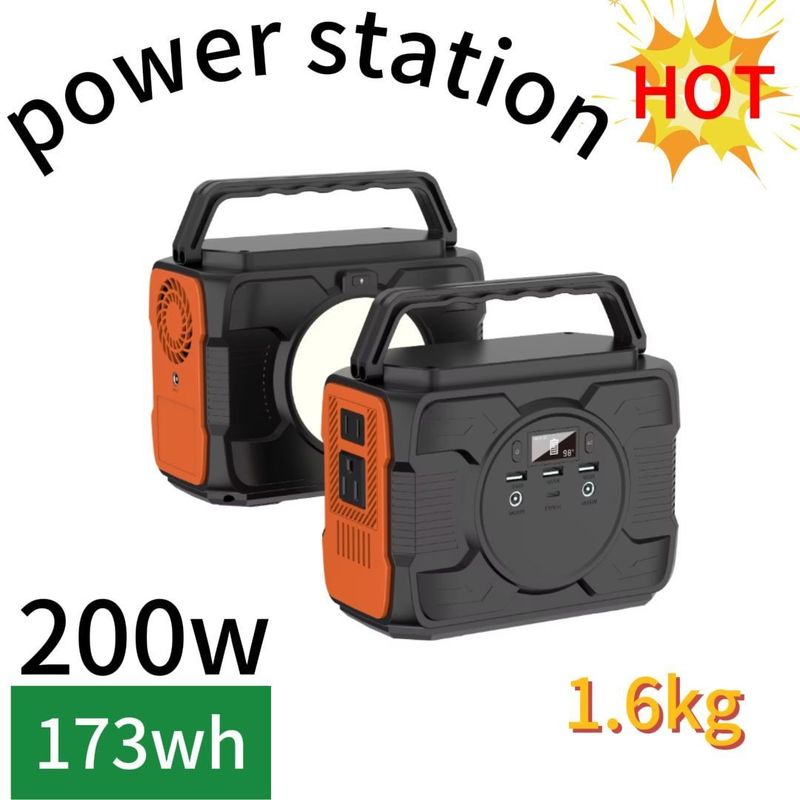 Draagbare elektriciteitscentrale met een capaciteit van 200 W/173 Wh en een AC-uitgangsvermogen