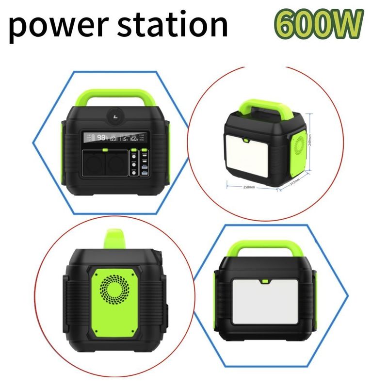 110V/220V ondersteunend draagbaar elektriciteitsstation met 600W/1500W uitgang en DC-uitgang 12-13V 10A