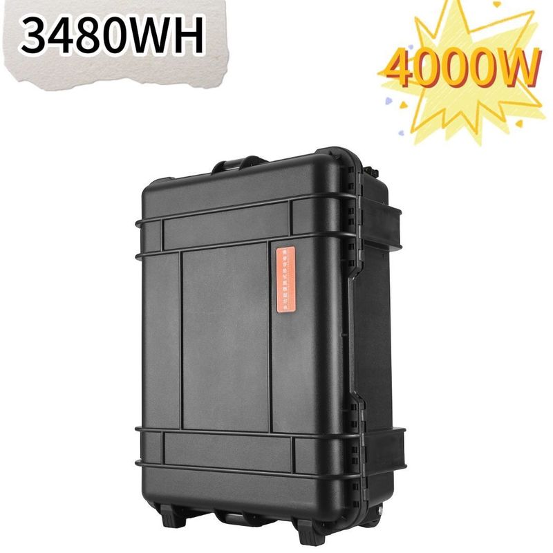 Zwarte trekbalk 4000W zonne-generator Draagbare elektriciteitscentrale voor buitenfotografie met drones