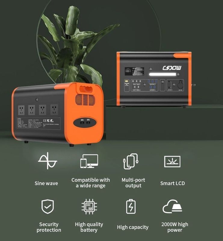 AT22 Zonne-energiegenerator 2200W 220V 110V LiFePO4 Draagbare zonne-energiecentrale Oranje Zwart