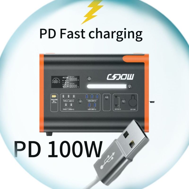 2200W/2000W/2400W Draagbare elektriciteitscentrale met LCD-scherm Oranje Zwart Aanpasbaar