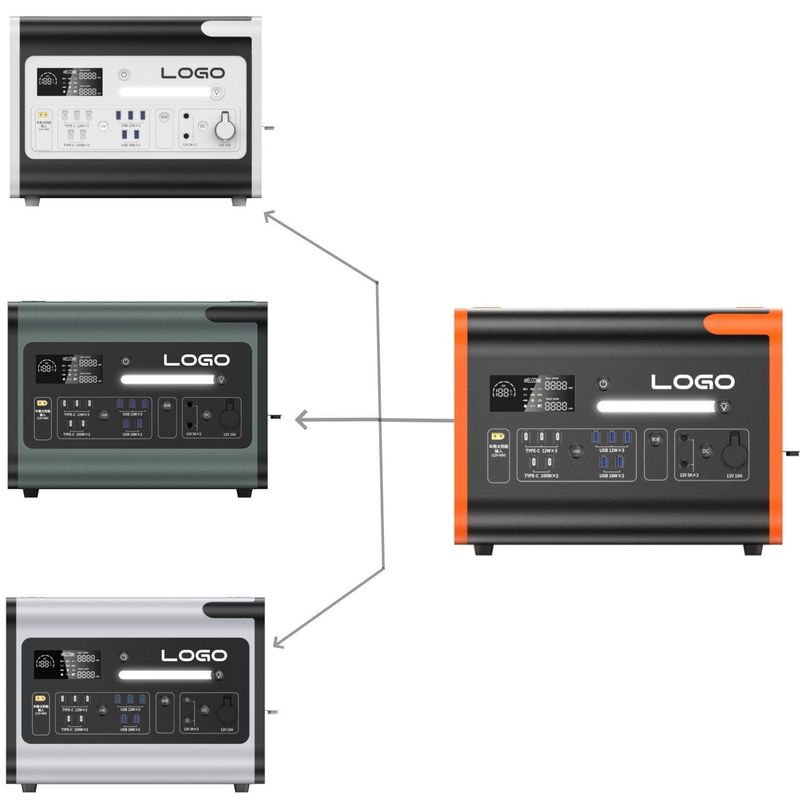 Draagbare zonne-energiecentrale voor kampeerterreinen van 2400 W met LiFePO4 en wisselstroomuitgangsspanning 220V±5%