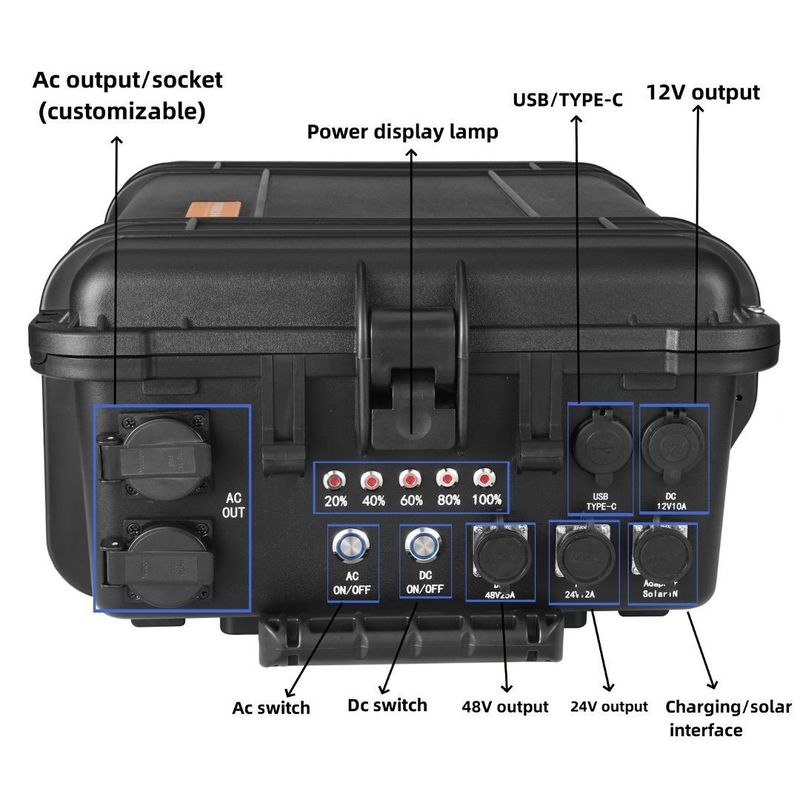 Draagbare 6000W zonne-generator voor outdoor RV Home Power Station AC-uitgang 110V/220V
