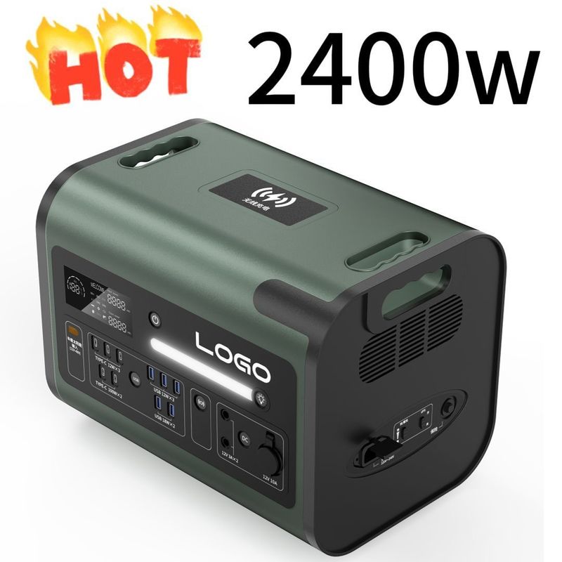2400W outdoor mobiele elektriciteitscentrale met aanpasbaar type C en 90 minuten oplaadtijd